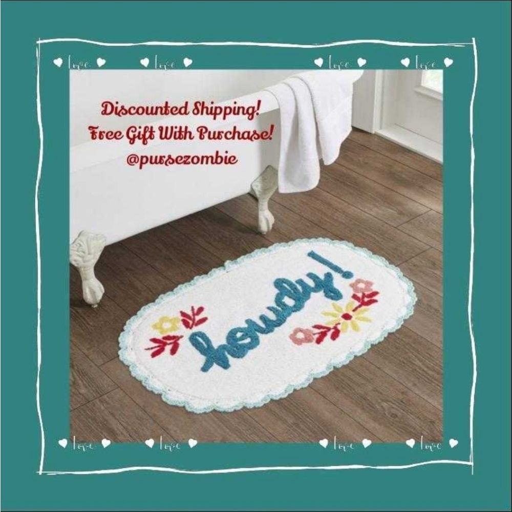 SOLD Pioneer Woman floral rug HOWDY Arctic White cotton  20X32 Gift Idea